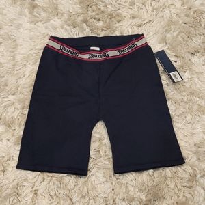 Spalding Solid Ribbed Navy Bike Shorts M NWT